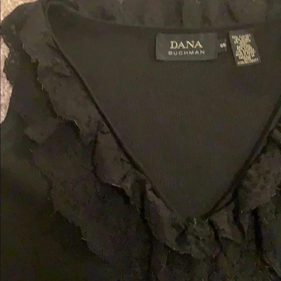 Dana Buchanan Silk V -Neck Ruffle Lace Sweater - Picture 3 of 6